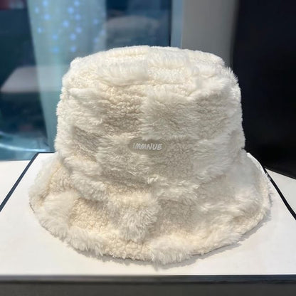 Plaid Lettering Hat Bucket