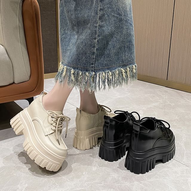 Platform Chunky Heel Lace-Up Shoes Derby