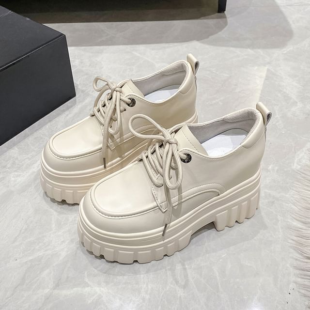 Platform Chunky Heel Lace-Up Shoes Derby