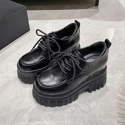 Platform Chunky Heel Lace-Up Shoes Derby