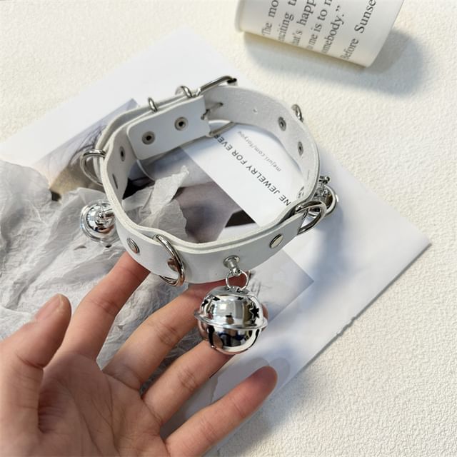 / Faux Leather Choker Bell Leash