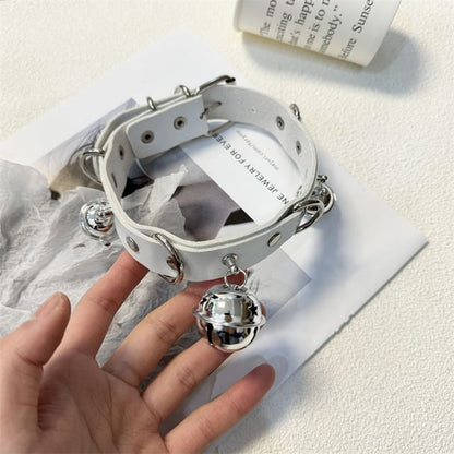 / Faux Leather Choker Bell Leash