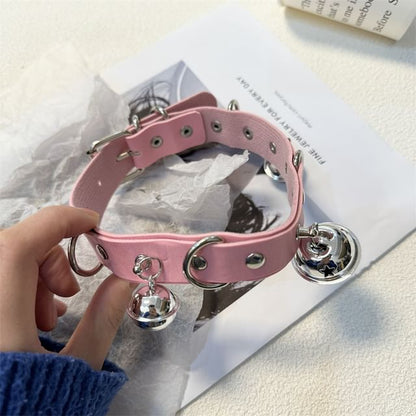 / Faux Leather Choker Bell Leash