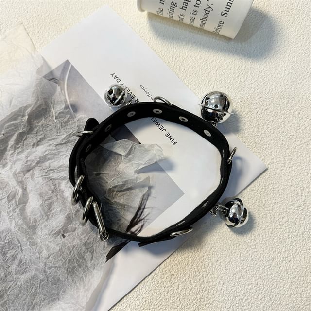 / Faux Leather Choker Bell Leash