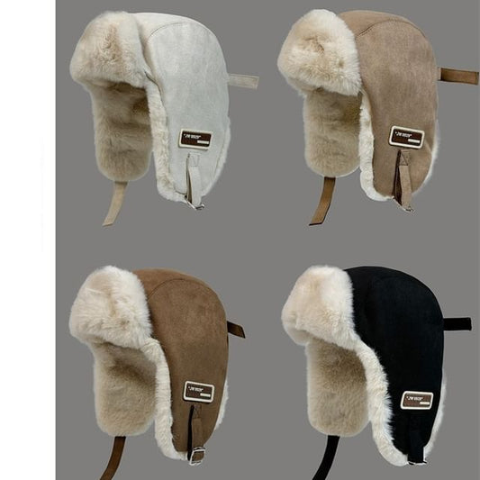 Hat Faux Fleece-Lined Trapper Suede