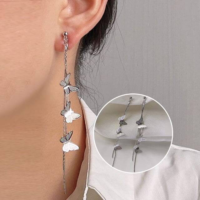 Earring Butterfly Threader Alloy