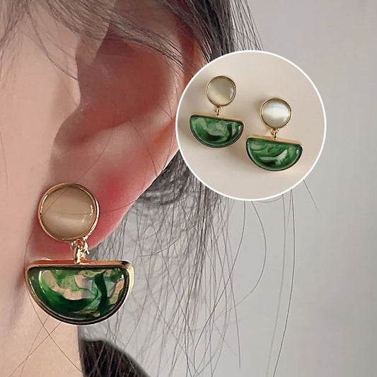 Gemstone Alloy Geometric Drop Earring Faux