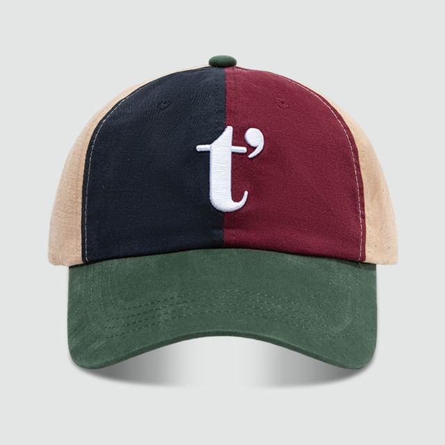 Embroidered Lettering Block Cap Baseball Color