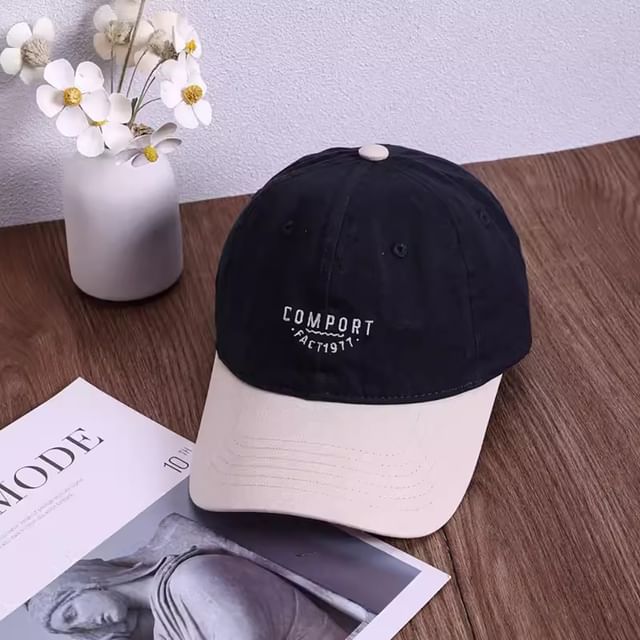 Two Tone Lettering Embroidered Baseball Cap