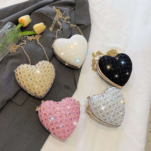 Rhinestone Bag Heart Crossbody