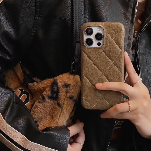 Case Faux Phone Quilted Leather