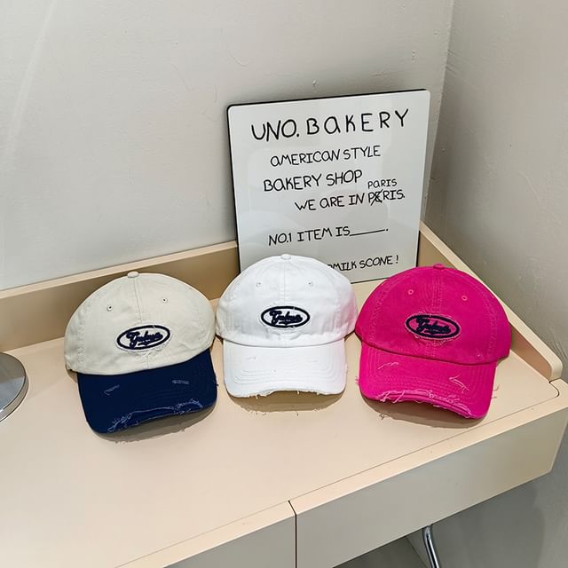 Cap Baseball Distressed Lettering Applique