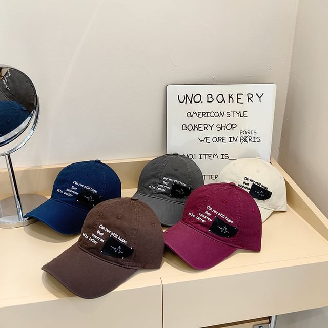 Lettering Baseball Distressed Applique Cap