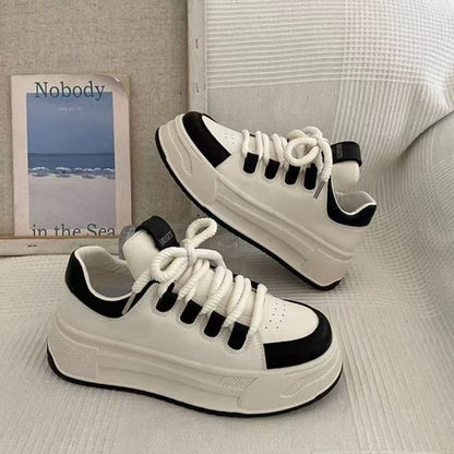 Faux Leather Lace-Up Sneakers