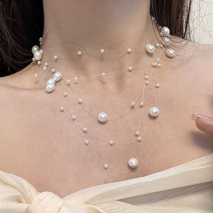 Layered Choker Pearl Faux