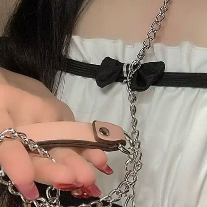 Choker Cat / Faux Leather Leash Alloy