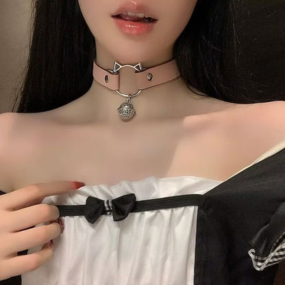 Choker Cat / Faux Leather Leash Alloy