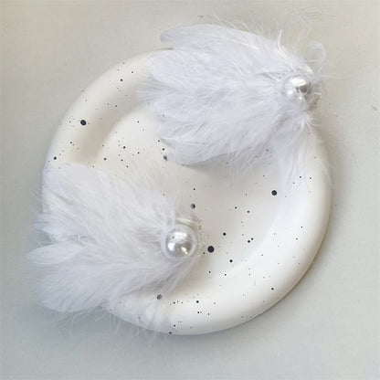 Set Feather Clip 2: Faux of Hair Pearl