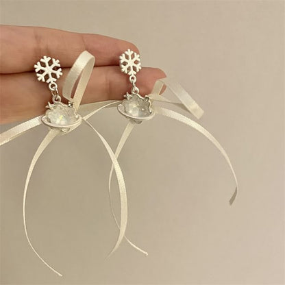 / Earring Snowflake Drop Ribbon Choker