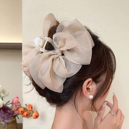 Mesh Bow Accent Hair Claw