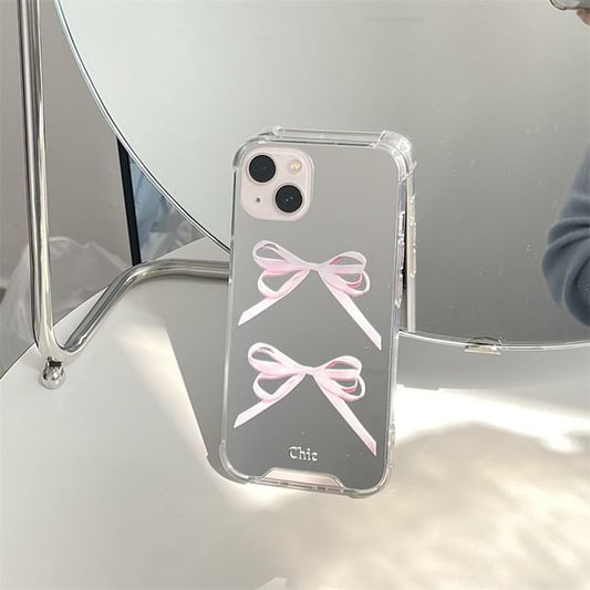 Ribbon Mirrored Phone Case - iPhone 15 Pro Max / 15 Pro / 15 Plus / 15 / 14 Pro Max / 14 Pro / 14 Plus / 14 / 13 Pro Max / 13 Pro / 13 / 13 mini / 12 Pro Max / 12 Pro / 12 / 12 mini / 11 Pro Max / 11 Pro / 11