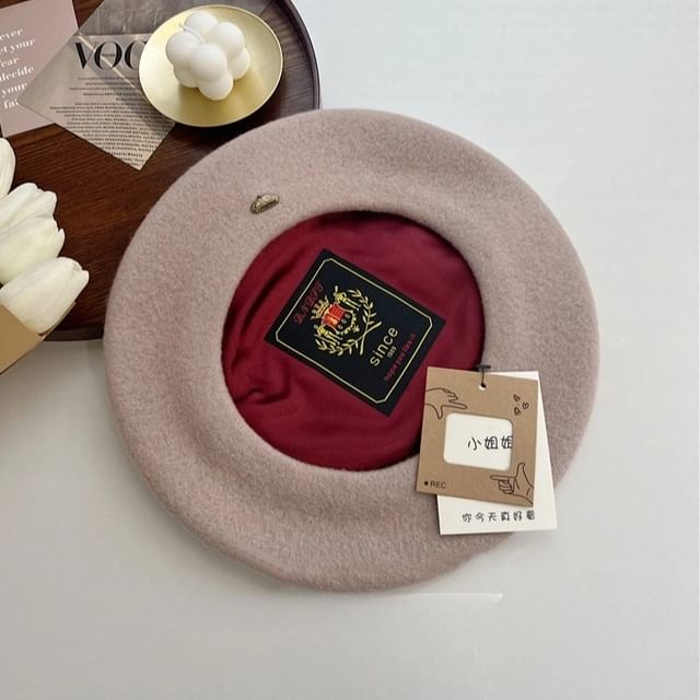 Wool Hat Plate Beret Metal