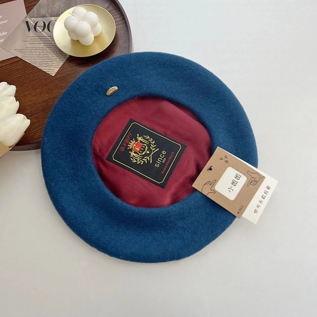 Wool Hat Plate Beret Metal