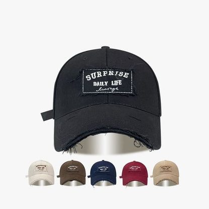 Lettering Applique Cap Baseball Distressed