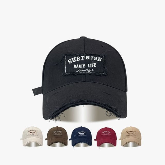 Lettering Applique Cap Baseball Distressed