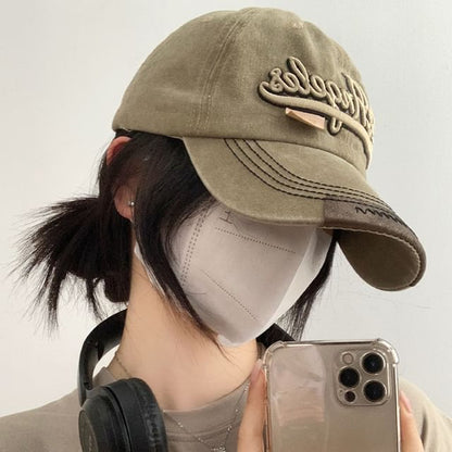 Lettering Baseball Washed Embroidered Cap