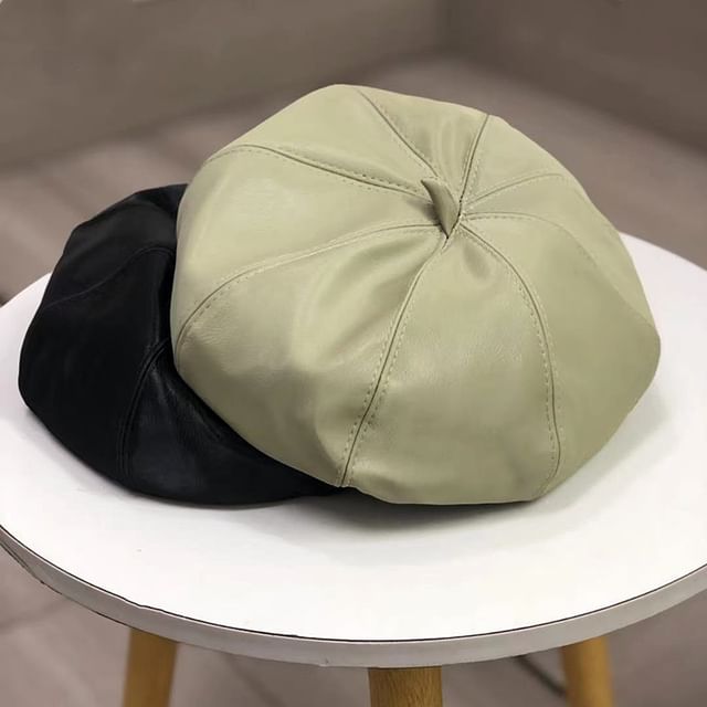 Beret Leather Faux Plain