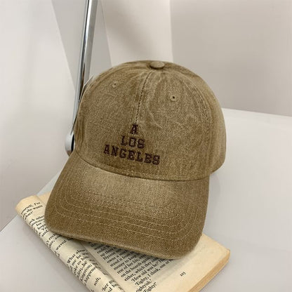 Baseball Embroidered Cap Washed Lettering Denim