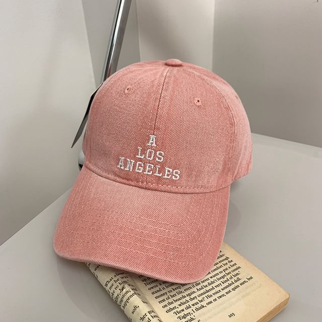 Baseball Embroidered Cap Washed Lettering Denim
