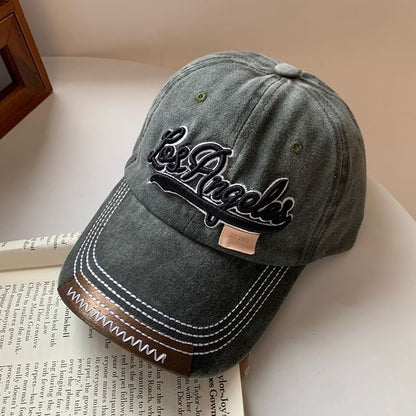 Lettering Baseball Washed Embroidered Cap