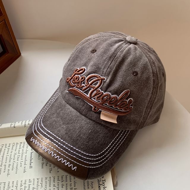 Lettering Baseball Washed Embroidered Cap