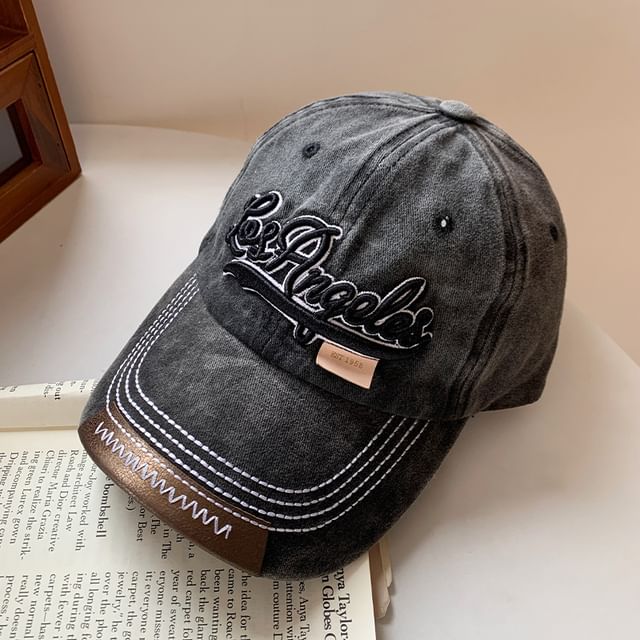 Lettering Baseball Washed Embroidered Cap