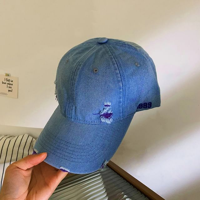 Denim Baseball Washed Cap Distressed