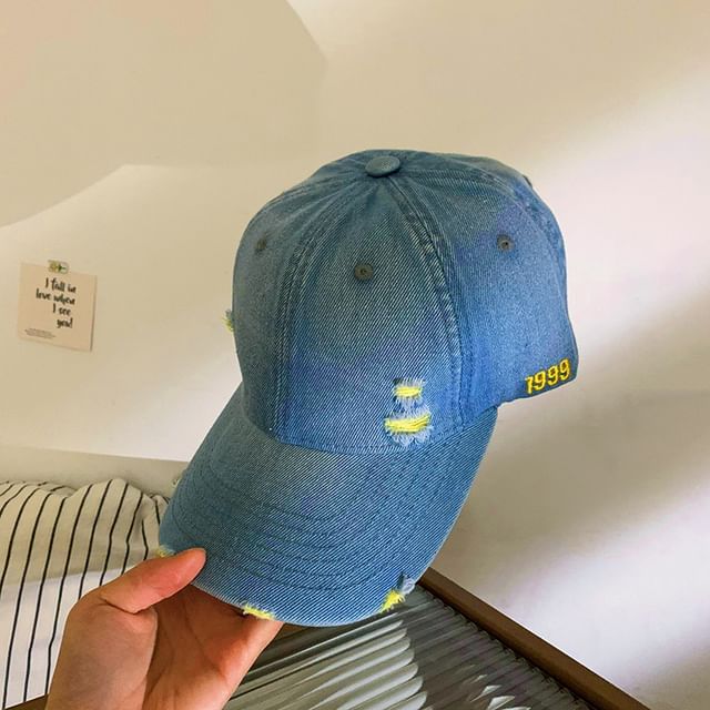 Denim Baseball Washed Cap Distressed