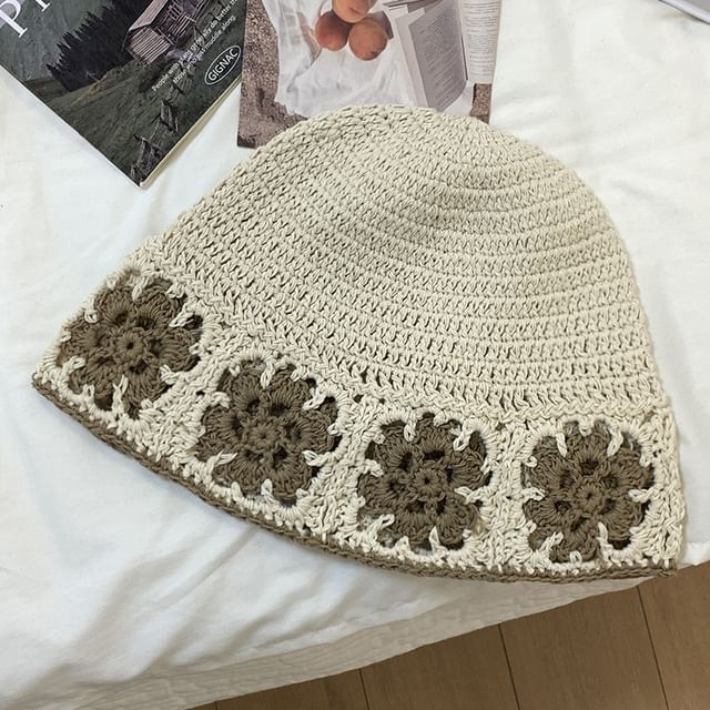 Hat Floral Crochet Cloche Knit
