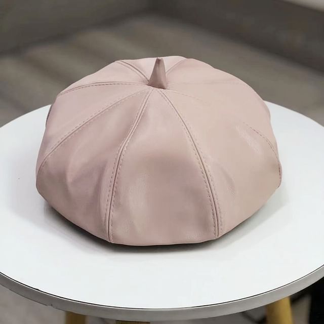 Beret Leather Faux Plain