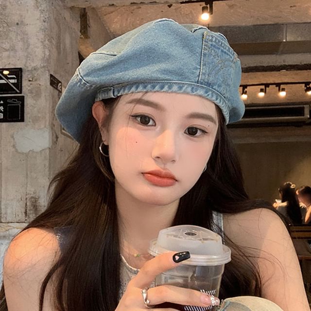 Washed Denim Beret