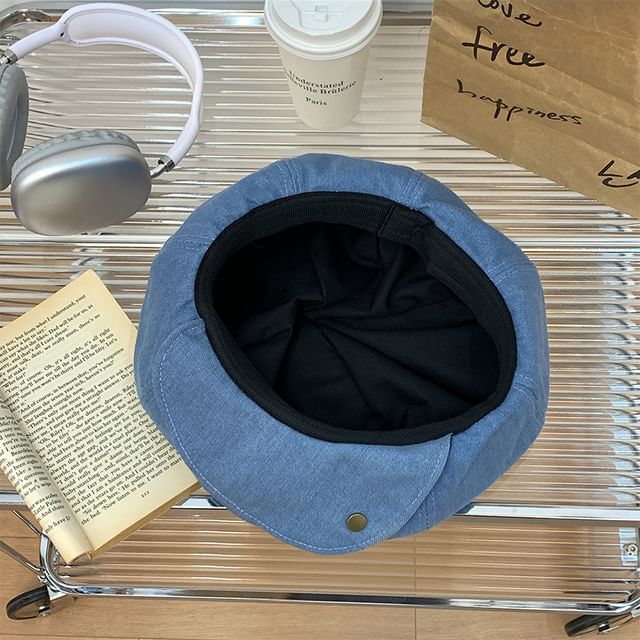 Washed Denim Newsboy Cap