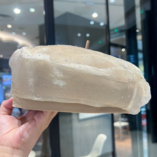 Mesh Rhinestone Beret