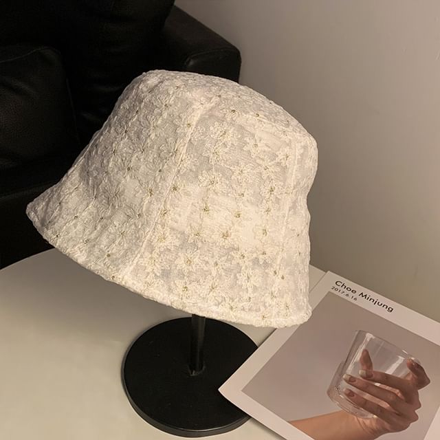 Bucket Embroidered Hat Floral