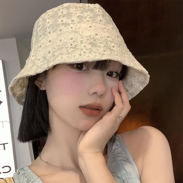Bucket Embroidered Hat Floral
