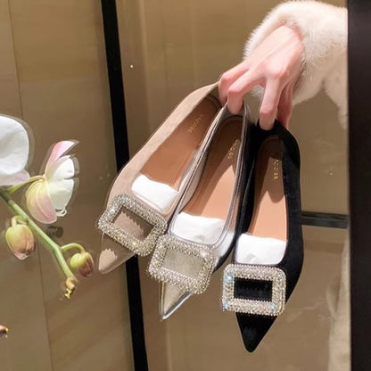 Flats Rhinestone Pointy Buckled