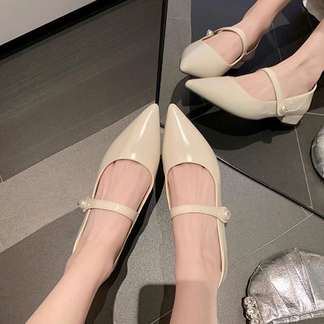 Pointy Low Jane Heel Pumps Mary