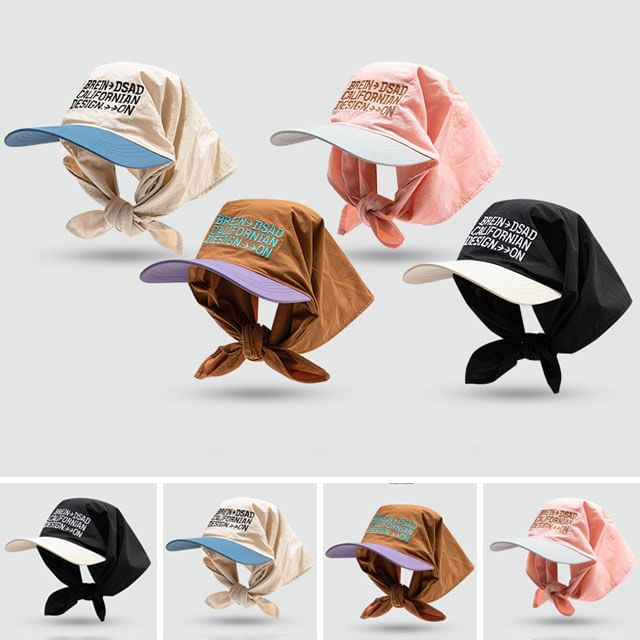 Embroidered Head Lettering Scarf with Brim