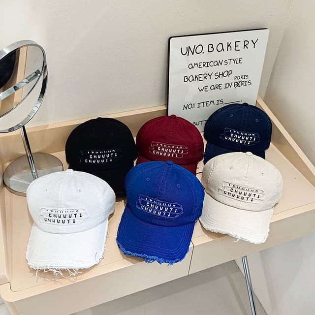 Cap Baseball Distressed Embroidered Lettering