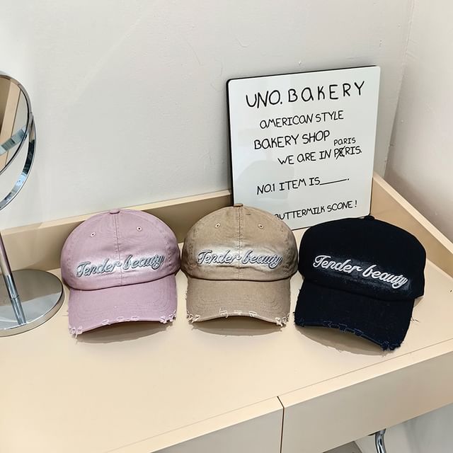 Cap Lettering Baseball Distressed Embroidered